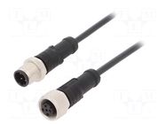 Cable: for sensors/automation; plug; PIN: 4; M12 male,M12 female AMPHENOL LTW