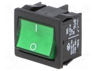 ROCKER; DPST; Pos: 2; ON-OFF; 6A/250VAC; green; IP40; LED; 1800; 100mΩ Marquardt