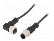 Cable: for sensors/automation; PIN: 4; M12-M12; 1m; plug; plug; 250V AMPHENOL LTW