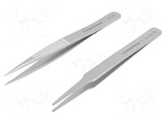 Tweezers-set; universal; Type of tweezers: straight; 2pcs. LINDSTRÖM