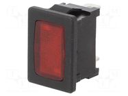 Indicator: with neon lamp; flat; red; 230VAC; Cutout: 19.2x12.9mm Marquardt