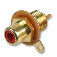 Red Chassis Mount Gold Plated Phono (RCA) Female Jack