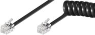 Phone Handset Spiral Cable, 4 m, black - copper-clad aluminium wire (CCA), RJ10 male (4P4C) > RJ10 male (4P4C)