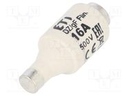 Fuse: fuse; quick blow; 16A; 500VAC; 440VDC; ceramic; DII; D ETI POLAM