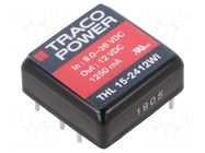 Converter: DC/DC; 15W; Uin: 9÷36VDC; Uout: 12VDC; Iout: 1250mA; 1"x1" TRACO POWER