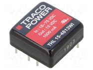 Converter: DC/DC; 15W; Uin: 18÷75VDC; Uout: 15VDC; Iout: 1000mA TRACO POWER