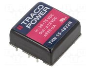 Converter: DC/DC; 15W; Uin: 36÷75VDC; Uout: 12VDC; Uout2: -12VDC TRACO POWER