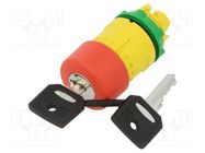 Switch: emergency stop with key; 22mm; Stabl.pos: 2; red; none 