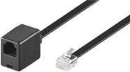 Modular Telephone Extension Cable, 3 m, black - copper-clad aluminium wire (CCA), RJ12 male (6P6C) > RJ12 female (6P6C)