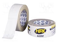 Tape: duct; W: 48mm; L: 25m; Thk: 0.3mm; white; natural caoutchouc HPX