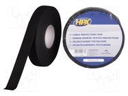 Tape: textile; W: 19mm; L: 10m; Thk: 0.3mm; caoutchouc; black; 20% HPX