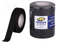 Tape: textile; W: 19mm; L: 10m; Thk: 0.3mm; caoutchouc; black; 20% HPX