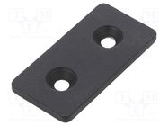 Flat bar; for profiles; W: 40mm; L: 80mm; steel; Size: 40mm; black ELESA+GANTER