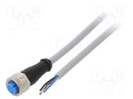 Connection lead; M12; PIN: 4; straight; 5m; plug; 250VAC; 4A; Y; IP67 SICK