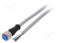 Connection lead; M12; PIN: 5; straight; 2m; plug; 125VAC; 4A; Y; IP67 SICK