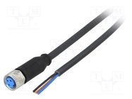 Connection lead; M8; PIN: 3; straight; 2m; plug; 60VAC; 4A; Y; IP67 SICK