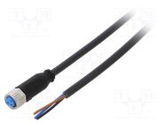 Connection lead; M8; PIN: 3; straight; 5m; plug; 60VAC; 4A; Y; IP67 SICK