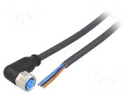 Cable: for sensors/automation; M8; PIN: 3; angled; 2m; plug; 60VAC SICK