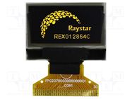 Display: OLED; graphical; 128x64; Dim: 26.7x19.26x1.41mm; yellow RAYSTAR OPTRONICS