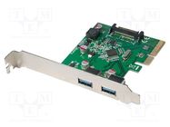 PC extension card: PCIe; USB A socket x2; USB 3.0 LOGILINK