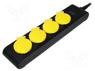 Plug socket strip: supply; Sockets: 4; 230VAC; 16A; black,yellow LOGILINK