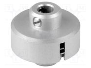 Adapter; aluminium; silver; Shaft: smooth; Hole diam: 6mm 