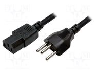 Cable; 3x0.75mm2; IEC C13 female,SEV-1011 (J) plug; 1.8m; black LOGILINK