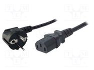 Cable; CEE 7/7 (E/F) plug angled,IEC C13 female; 3m; black; 10A LOGILINK