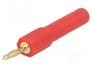 Connector: 2mm banana; 10A; 30VAC; red; gold-plated; 45mm; brass MUELLER ELECTRIC