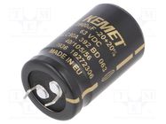 Capacitor: electrolytic; SNAP-IN; 3.9mF; 63VDC; Ø25x40mm; ±20% KEMET