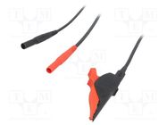 Kelvin cable; 20A; banana plug 4mm x2,aligator clip; Len: 2.5m 