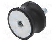 Vibration damper; M8; Ø: 40mm; rubber; L: 25mm; Thread len: 23mm ELESA+GANTER