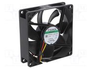 Fan: DC; axial; 24VDC; 92x92x25mm; 126.75m3/h; 45.5dBA; Vapo; 24AWG SUNON