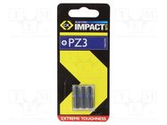 Screwdriver bit; Pozidriv®; PZ3; Overall len: 25mm; 3pcs. C.K