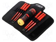 Kit: screwdrivers; insulated; 1kVAC; Phillips,slot; 7pcs. 