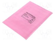 Protection bag; ESD; L: 203mm; W: 152mm; Thk: 75um; 100pcs; pink ANTISTAT