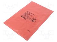 Protection bag; ESD; L: 305mm; W: 203mm; Thk: 75um; 100pcs; pink ANTISTAT