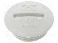 Stopper; M16; 1.5; polystyrene; light grey; 6mm 