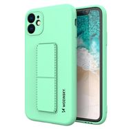 Wozinsky Kickstand Case silicone case with stand for iPhone 12 mini mint, Wozinsky