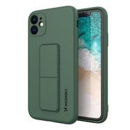 Wozinsky Kickstand Case silicone case with stand for iPhone 12 dark green, Wozinsky