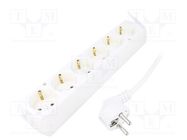 Extension lead; 3x1.5mm2; Schuko; Sockets: 6; PVC; white; Len: 1.5m JONEX