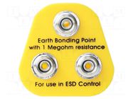 Earthing plug; ESD; yellow; 1MΩ; press stud male 10mm x3 ANTISTAT