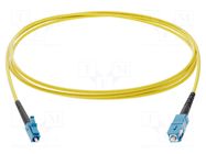 Fiber patch cord; LC/UPC,SC/UPC; 2m; 9/125um; yellow; Out: SC/UPC FIBRAIN