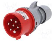 Connector: AC supply 3-phase; plug; male; 16A; 400VAC; IEC 60309 PCE