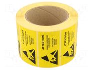 Self-adhesive label; ESD; 76x38mm; 1000pcs; reel; yellow-black ANTISTAT