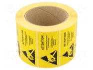 Self-adhesive label; ESD; 76x38mm; 1000pcs; reel; black,yellow ANTISTAT