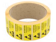 Self-adhesive label; ESD; 16x38mm; 1000pcs; reel; black,yellow ANTISTAT