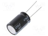 Capacitor: electrolytic; low ESR; THT; 4700uF; 16VDC; Ø16x25mm PANASONIC