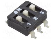 Switch: DIP-SWITCH; Poles number: 3; OFF-ON; 0.025A/24VDC; Pos: 2/3 ECE