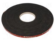 Gasket; EPDM; Thk: 5mm; black; L: 10m; W: 10mm RST ROZTOCZE